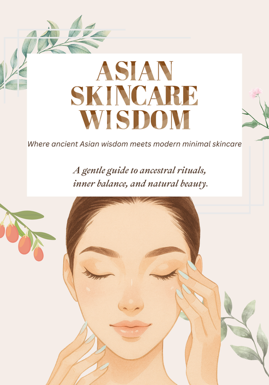 Book cover of 'Asian Skincare Wisdom' with a woman's face and greenery on a light background
