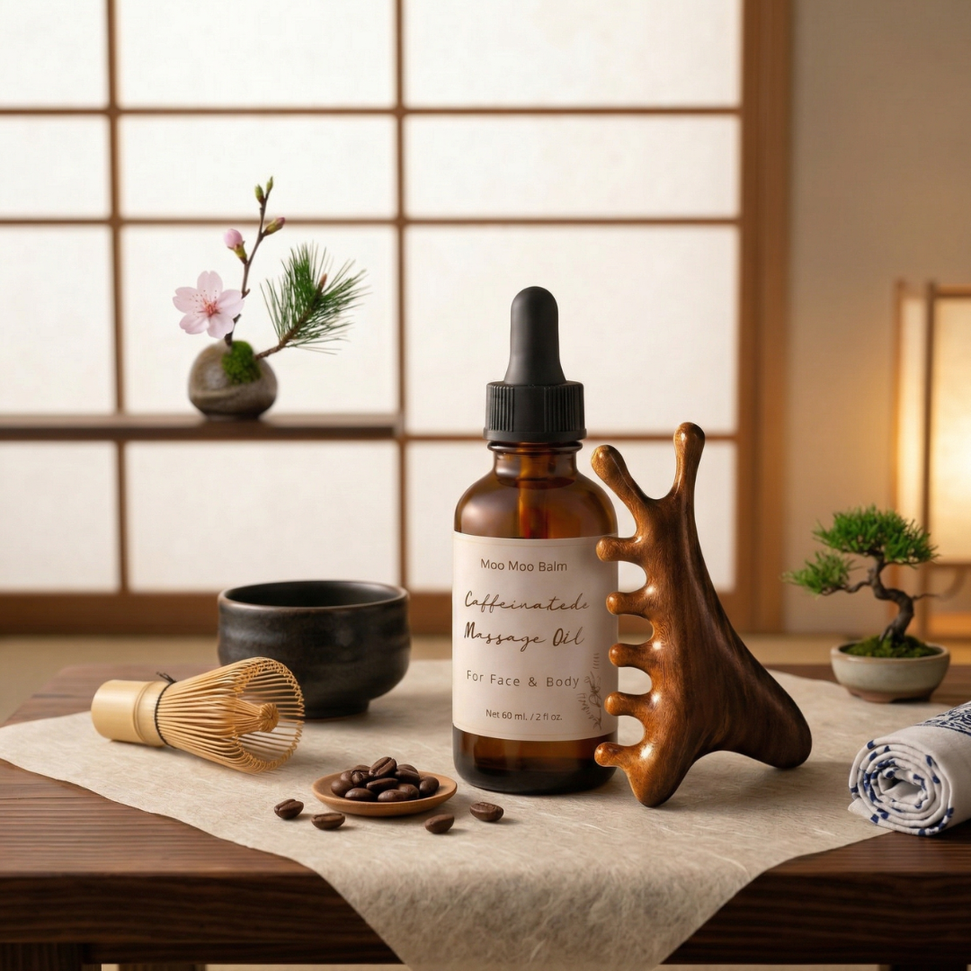 Sculpt & Lift Ritual Set | Caffeinated Massage Oil + Gua Sha Tool