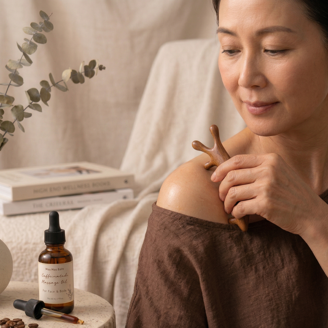 Sculpt & Lift Ritual Set | Caffeinated Massage Oil + Gua Sha Tool